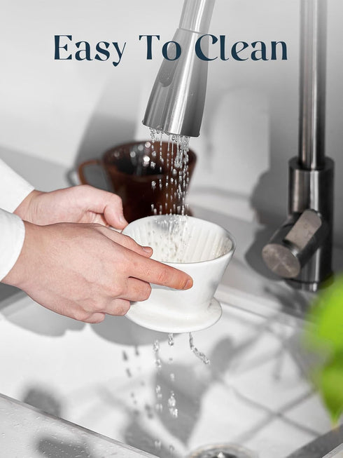 DOWAN Pour Over Coffee Maker, Non-Electric Dripper for Easy Manual Brew, Single Cups Porcelain Accessories