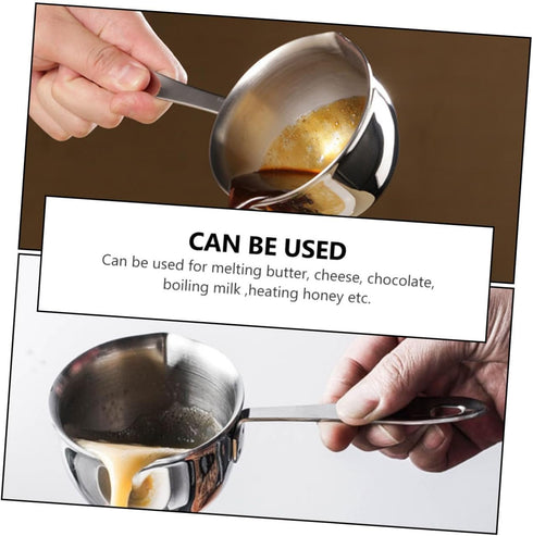 Stainless Steel Butter Melting Bowl with Long Handle, Oil Heating Pot for Melting Cheese and Butter
