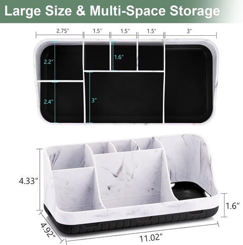 Marble Bathroom Countertop Organizer, Detachable 7 Slots for Kids Electric Toothbrush and Toothpaste Storage