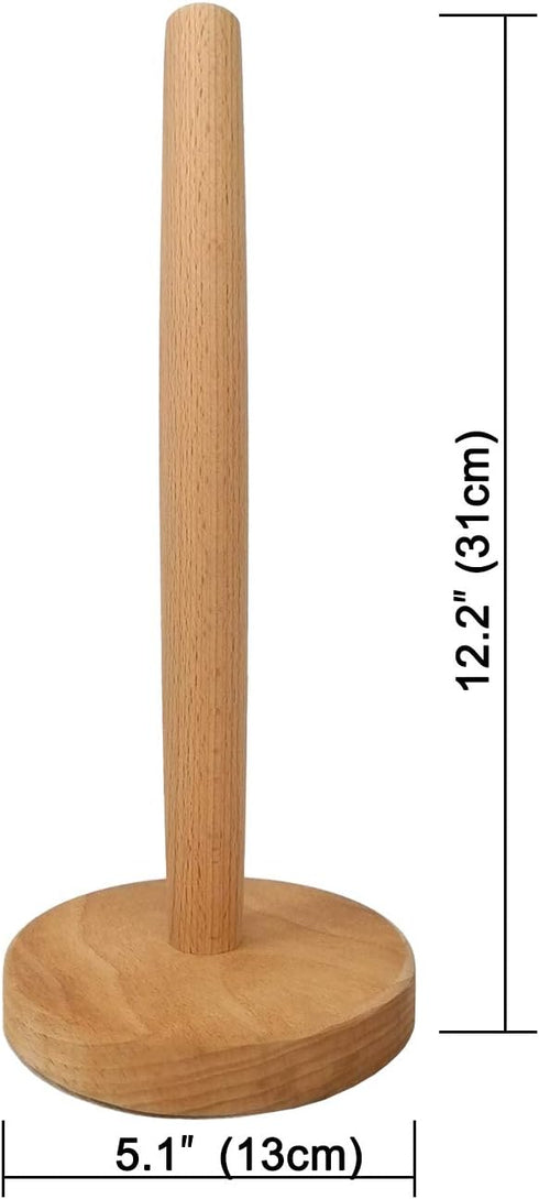 Wooden Paper Towel Holder, Countertop Standing Organizer for Kitchen and Dining Table, Roll Dispenser