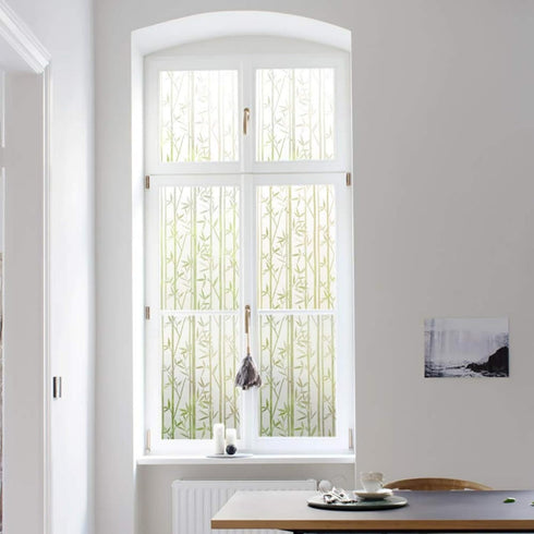 Finnez Bamboo Frosted Window Film for Privacy, Perfect for Bathroom Livingroom and Office (17.5" x 78.7")