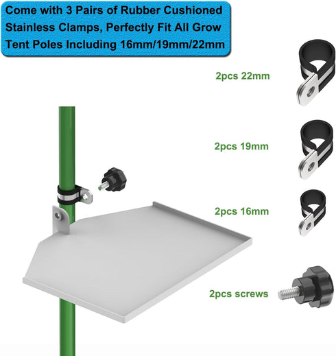 DELUMEE 4x4), (16mm/19mm/22mm Metal Grow Tent Corner Shelf (for Tents Larger Than Sturdy Tent Pole Mount Shelves