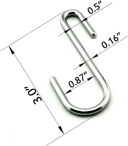 Chrome Finish Steel S Hook, Universal Pot Rack Hooks, Set of 10 for Kitchenware and Utensils