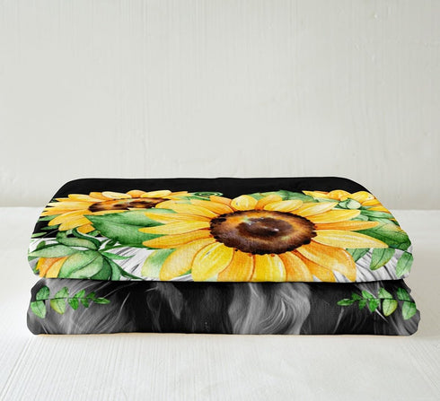 87"x95" Highland Cow Fleece Throw Blanket Sunflower Floral Western Cow Bull Sherpa Blanket for Bed Couch Sofa Girls