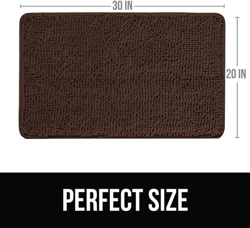 KANGAROO Luxury Chenille Bath Rug, 30x20, Extra Soft and Absorbent Shaggy Kids Bathroom Rugs, Machine Wash Mat, Strong Underside, Plush Carpet Mats for Tub, Shower, Bathtub and Bath Room, Brown