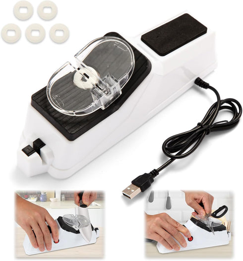 Electric Knife Sharpener, Gusneck Professional Tool for Home, Double Sided Knife Sharpener with Protective Cover