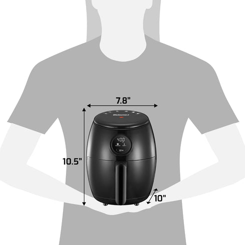 Elite Gourmet EAF-2612DX Personal 2.1Qt Compact Programmable Hot Air Fryer, Oil-Less Healthy Cooker, 1000W, Black