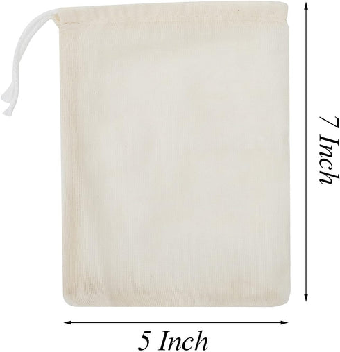 LOOKSGO 25 Pcs 5x7 Inch Muslin Bags, Cotton Drawstring Sachet Bags for Party, Wedding, Jewelry Supplies