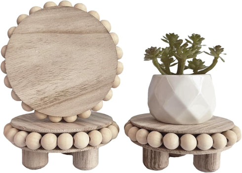DEMULANS 3 Pcs Small Wood Risers for Display,Mini 4 Inch Wooden Round Riser