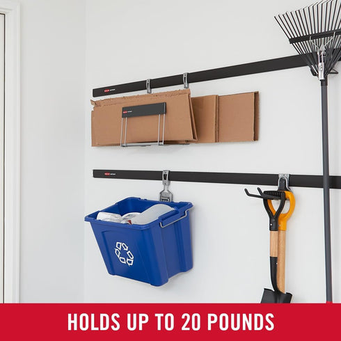 Rubbermaid Garage FastTrack Wall Mounted Recycling Holder, Recycled Cardboard System Holds up to 20 Pounds, Satin Nickel