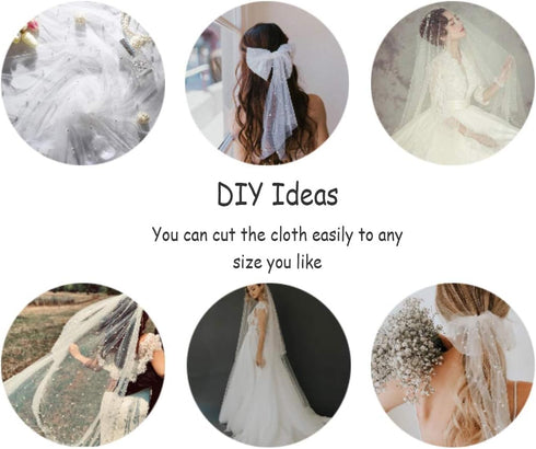 Table Runner for Wedding Arch Decorations - Bridal Shower Decor Fabric with Embroidered Sheer White Tablecloth for