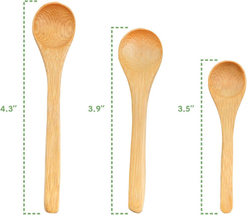 BambooMN Brand 10pcs Carbonized Brown 3.5" Round Head Small Solid Bamboo Spoons