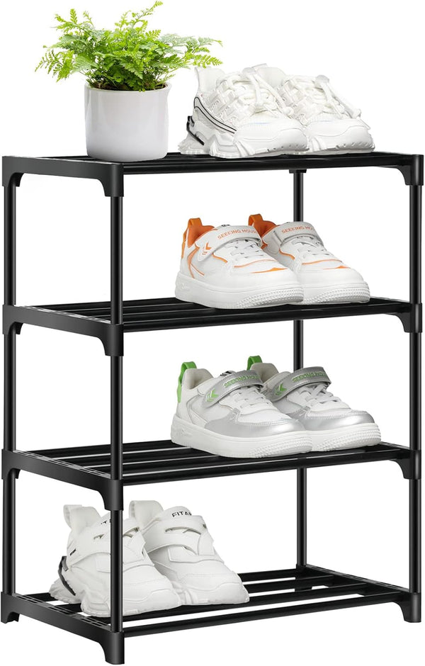 OLYREO Stackable Small Shoe Rack for Closet 4 Tier, Sturdy Shoe Rack Organizer