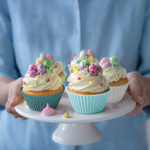 Silicone Muffin Baking Cups, 12 Pack Reusable Non-stick Cupcake Liners, BPA Free, Dishwasher Safe