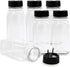 RoyalHouse 6 Pack Plastic Spice Jars, 14 Oz, Clear BPA Free Containers with Black Cap, Made in USA