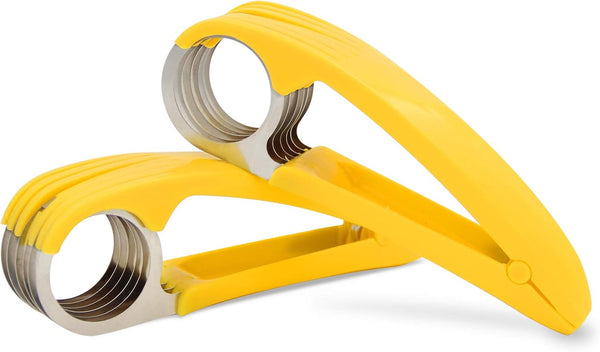 FireKylin Banana Slicer, 2 pcs ABS + Stainless Steel Cutter for Fruit and Vegetable Salad Tools