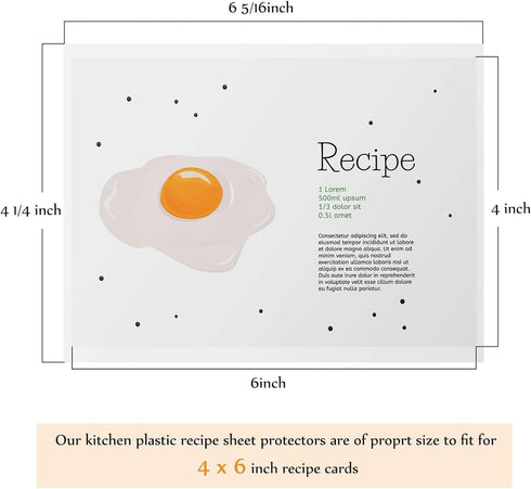 Recipe Card Protectors, Recipe Card Covers, Kitchen Plastic Recipe Sheet Protectors Clear Recipe Page Protector Index Card Sleeve