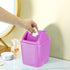 QLFJ-FurDec 2 4 Pcs Plastic Mini Wastebasket Trash Can with Swing Lid with Rolls of Trash Bags, Tiny Desktop Waste