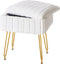 FUXA Vanity Stool Chair with Storage, White Faux Fur Makeup Chair with 4