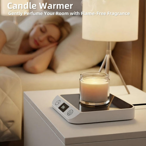 46W 6 Settings Coffee Mug Warmer & Candle Warmer Electric Cup Warmer for Desk - Smart Digital Display Heat Timer Auto