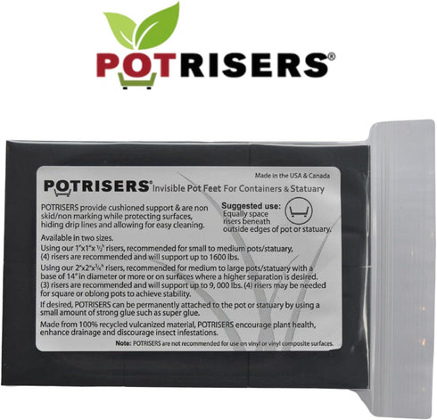POTRISERS 2" 2" 3/4" 12 3 Large x x - Pieces Outdoor Plant Risers & Drainage Invisible Pot Feet Elevates up