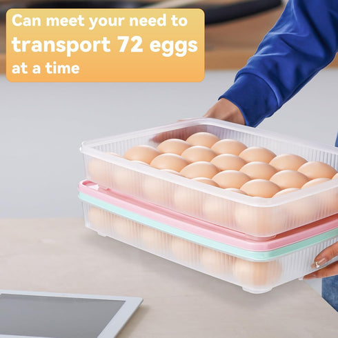 3 Pack 8 Countertop FACULX Deviled Egg Containers with Lid and Pcs Deviled Egg Injector Piping Tool, Egg Organizer