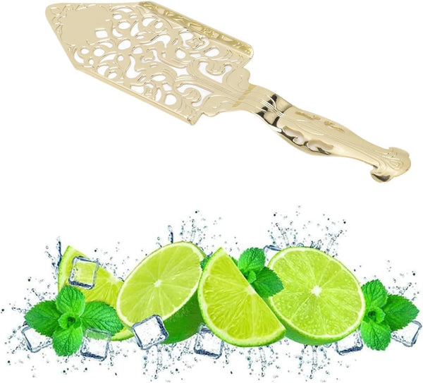 Vintage Stainless Steel Absinthe Spoon, Hollow Design Wormwood Cocktail Glass Cup Drinking Filter Spoon (Gold)