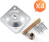 Leg Mounting Plates, 4 Sets Furniture Leg Attachment Plates, 5/16"(M8) Industrial Grade Flat Mounting T-Plates with