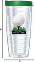 Tee Time Golf Tumbler Cup 16 Oz with Grass Green Lid | Thermal Insulated, Dishwasher Safe