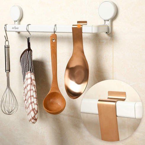 Stainless Steel Rose Gold Spoon Rest for Kitchen Counter, Cooking Utensil Rest, Ladle Holder for Stove Top, Dishwasher