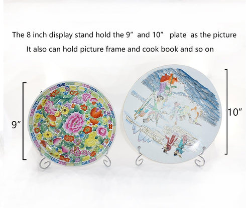 Artliving Metal Plate Stands for Display, 8-Inch Adjustable Easel Holders for Plates, Frames, Cookbooks - Silver