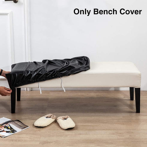 42.12-53.94inch CALIDAKA PU Leather Bench Cover Elastic Soft Stretch Bench Slipcover Removable Washable Bench Seat