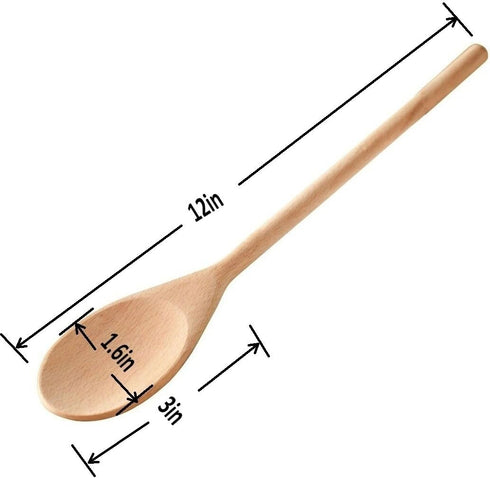 Kitchen Wooden Spoons - Mixing Baking Serving Utensils, 12 In - 12 Pack