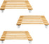 Cedilis 3 Pack Plant Caddy, Bamboo Plant Stand with Rolling Wheels, Mobile