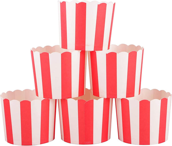 Webake 50pcs 6oz Paper Baking Cups, Red Cupcake Liners for Popcorn, Muffin Case, Movie Party Decorations