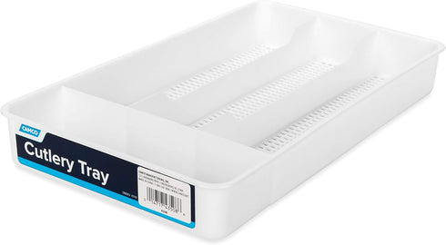 Camco 43508 Cutlery Tray, White, Designed for RV and Compact Kitchen Drawers, Organize Kitchen Flatware