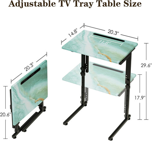 Fleecy day Folding TV Tray Table,Adjustable TV Dinner Table with Sturdy MDF Top,Eating Trays for Living Room with No