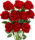 Luyue 10PCS Artificial Roses Flower with Stems, Realistic Long Stem Faux Rose for Valentine's Day Wedding Home Decor