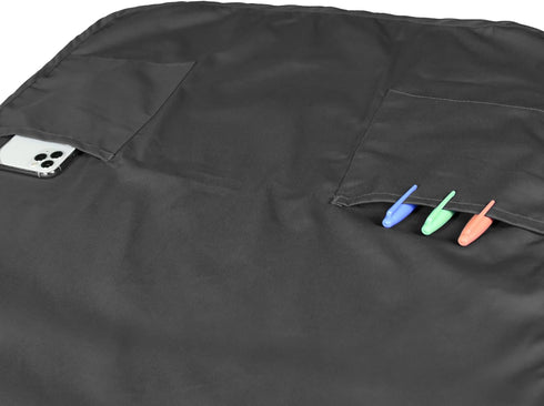DALIX Apron Commercial Restaurant Home Bib Spun Poly Cotton Kitchen Aprons with 2 Pockets in Black