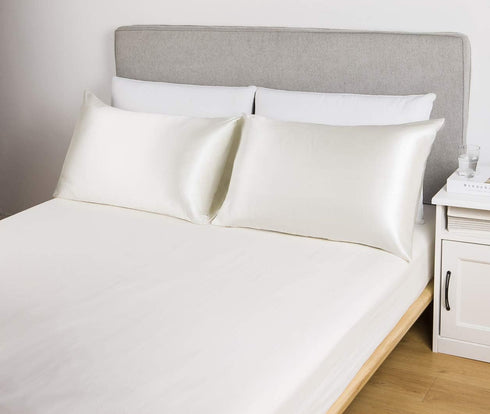 Lanest Satin-Silk Pillowcase Queen, White, Breathable, Super Soft, Cooling for Hair and Skin