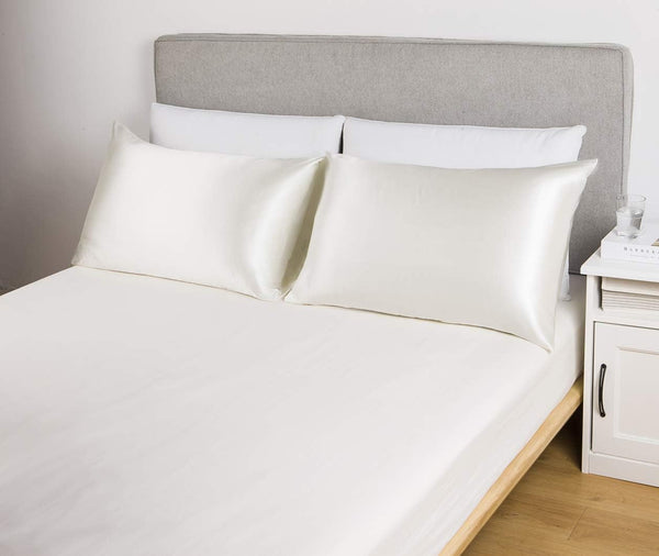 Lanest Satin-Silk Pillowcase Queen, White, Breathable, Super Soft, Cooling for Hair and Skin
