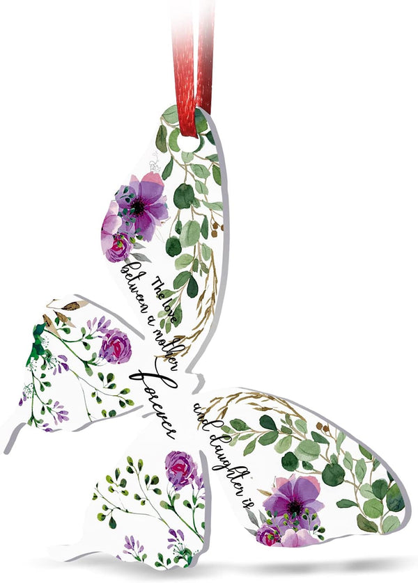 Jetec Butterfly Shape Ornament - The Love Between Mother and Daughter is Forever, Acrylic Christmas Tree Decoration