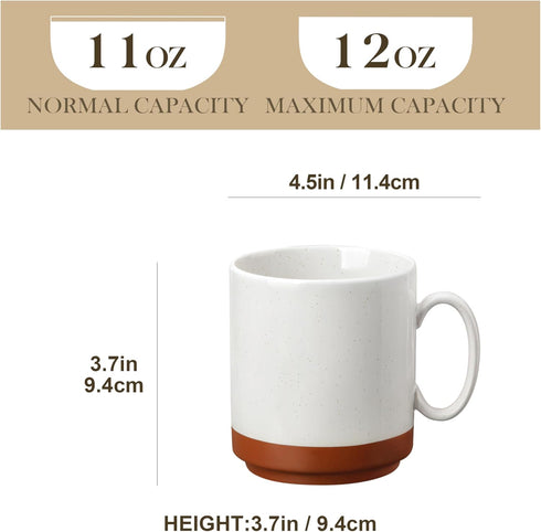 12oz Set 4, MALACASA Ceramic Coffee Mugs of Stackable Coffee Cups with Straight-Sided Design, Mugs for Coffee, Latte