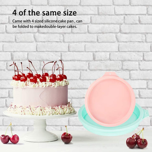 6-Inch Silicone Round Cake Pan Baking Mold, Non-Stick Silicone, Pack of 4 for DIY Rainbow Cakes