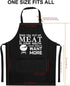 Funny Grilling Apron for Men - Once You Put My Meat - One Size Fits All, Black Chef Kitchen BBQ Apron with 3 Large
