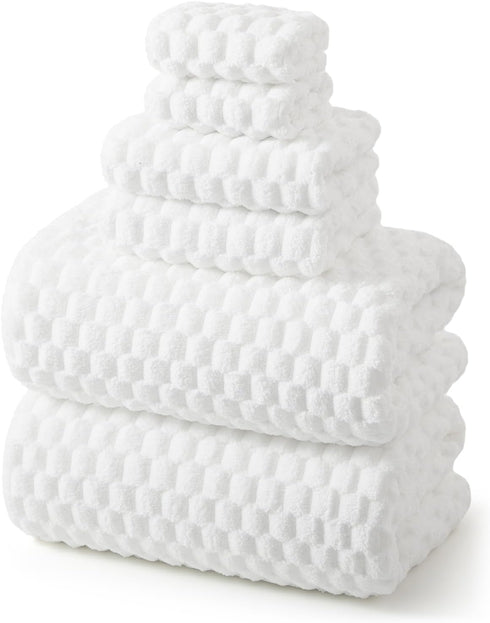 REDKISS White Microfiber Towels Set of 6-35x70 Inches Oversized Bath Sheets, Extra