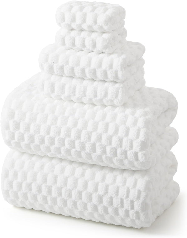 REDKISS White Microfiber Towels Set of 6-35x70 Inches Oversized Bath Sheets, Extra