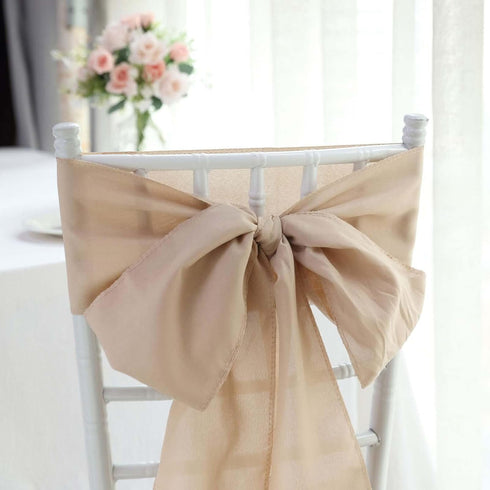 5 6x108 Efavormart PCS Nude Polyester Chair Sashes Tie Bows for Wedding Events Decor Chair Bow Sash Party Decor