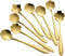 AnSaw 8 Piece Flower Scoop Set - Stainless Steel Reusable Tea Scoops for Tea Parties, Gold