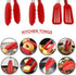 9 Inch Small Kitchen Tongs, Set of 3 Silicone Cooking Tongs with Stainless Steel Handle for Cooking, Serving (Red)